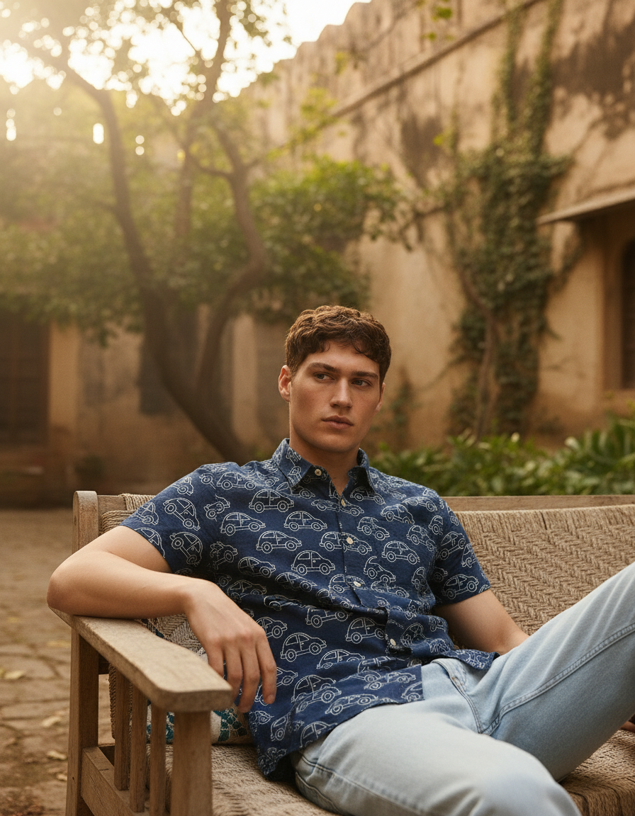 Toy Car Print Half Sleeve Shirt Men