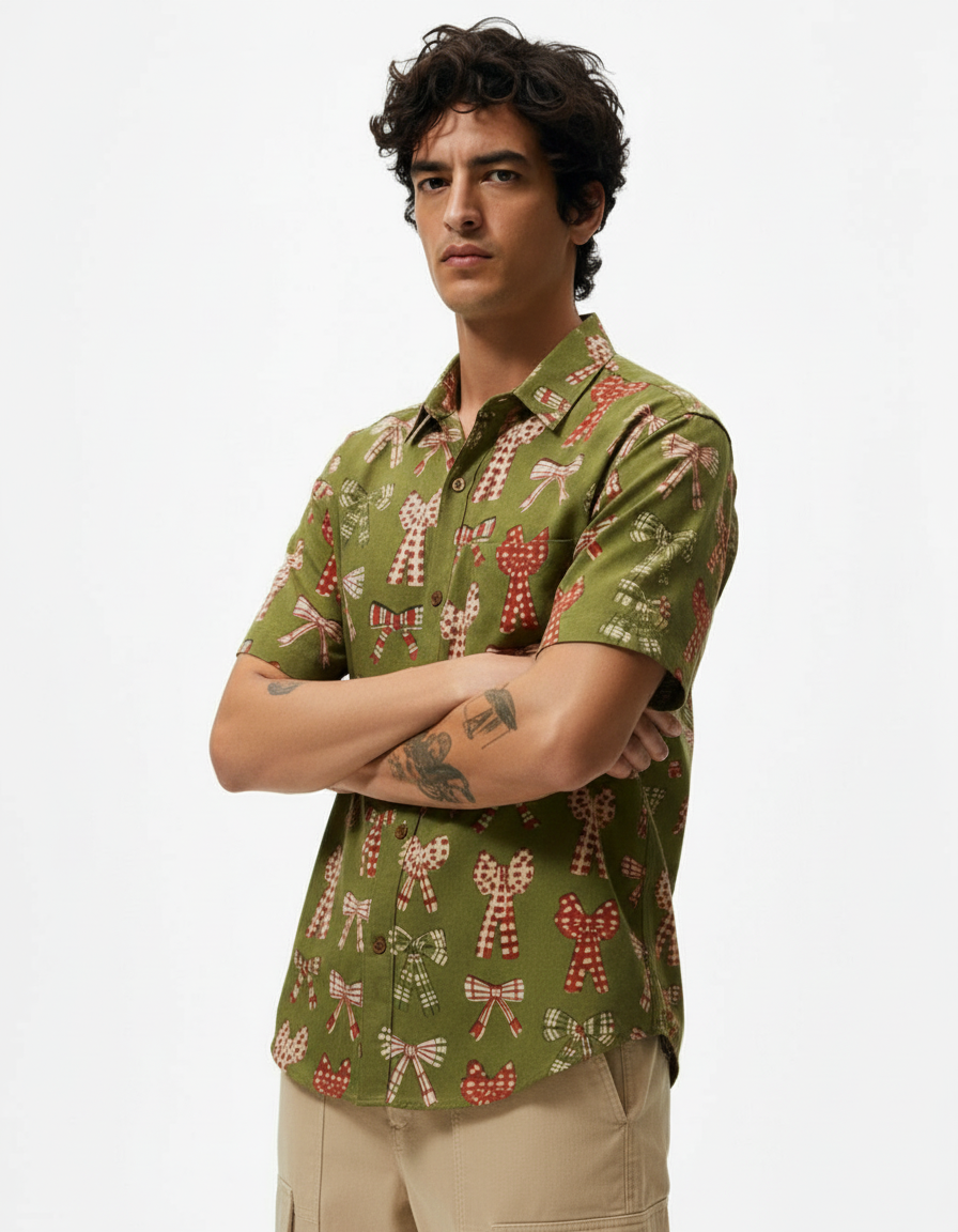 Holiday Christmas Shirt for men - Olive