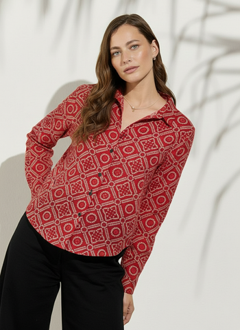 Women Traditional Bandhej Print Cotton Shirt