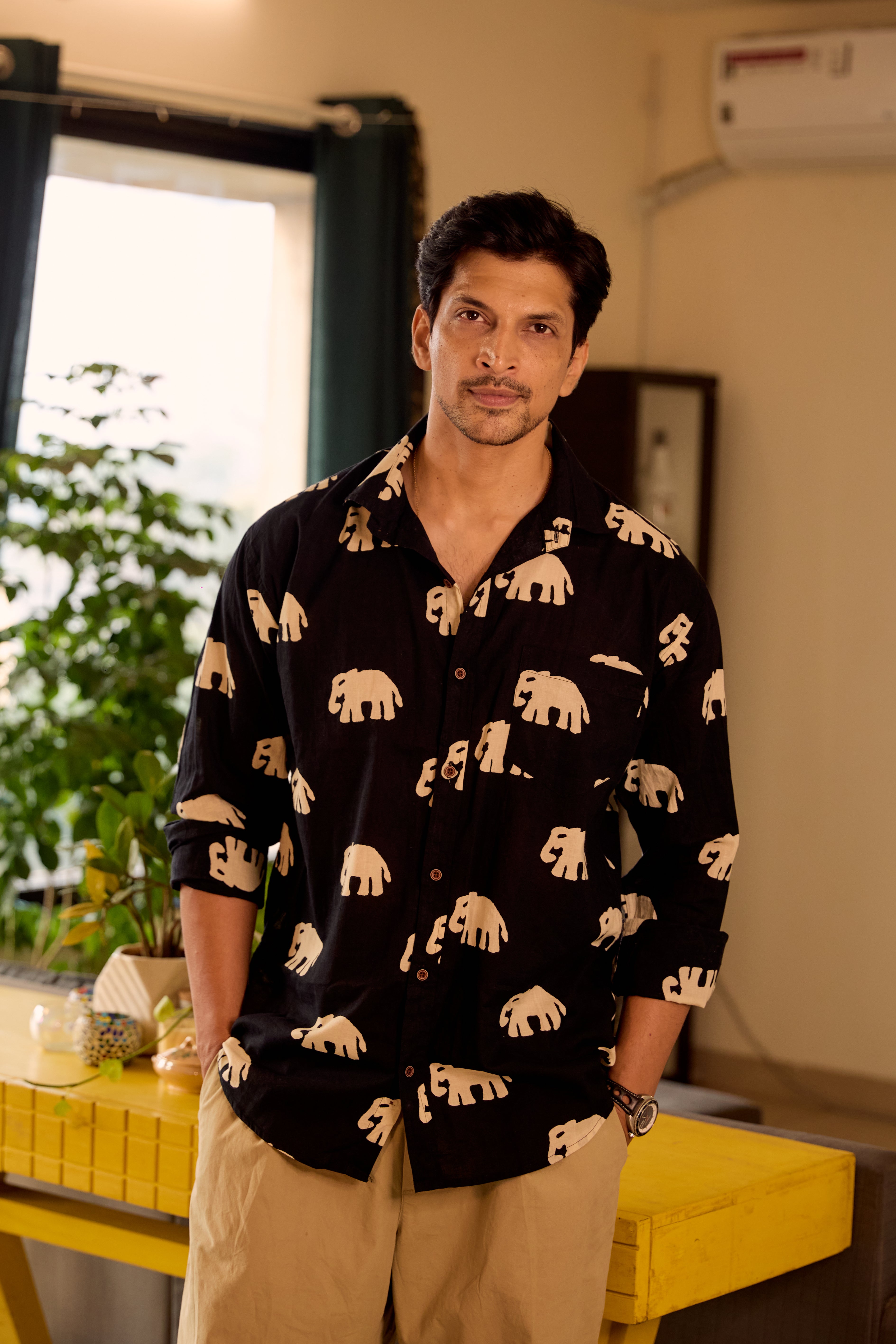 elephant dress shirt pique button-up shirt