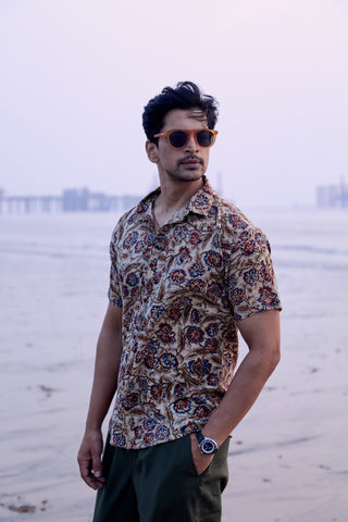 Katha Hand Block Print Half Sleeve Shirt For Men