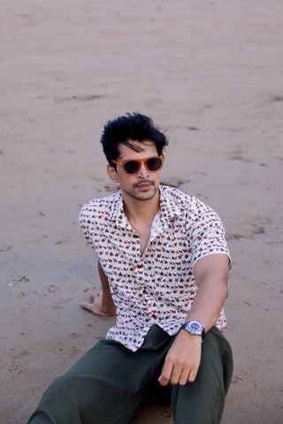 Miniature Camel Print Camp Collar Beach Shirt X Aakash Jaiswal