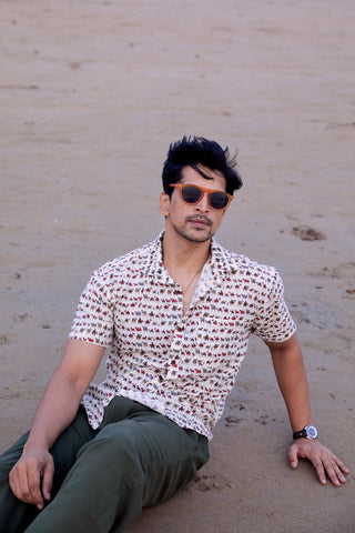 Miniature Camel Print Camp Collar Beach Shirt X Aakash Jaiswal