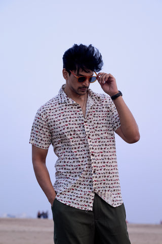 Miniature Camel Print Camp Collar Beach Shirt X Aakash Jaiswal