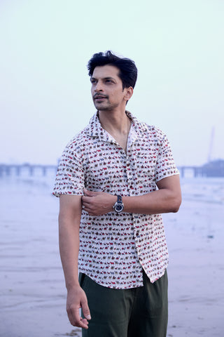 Miniature Camel Print Camp Collar Beach Shirt X Aakash Jaiswal