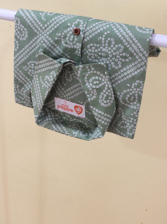 Bandhani Print Half Sleeves Shirt For Men (Granite Green)