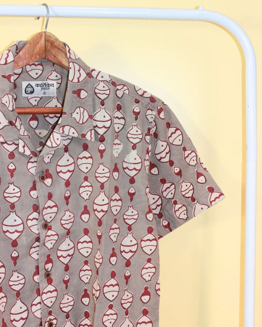 Quirky Print Cuban Shirt for Men