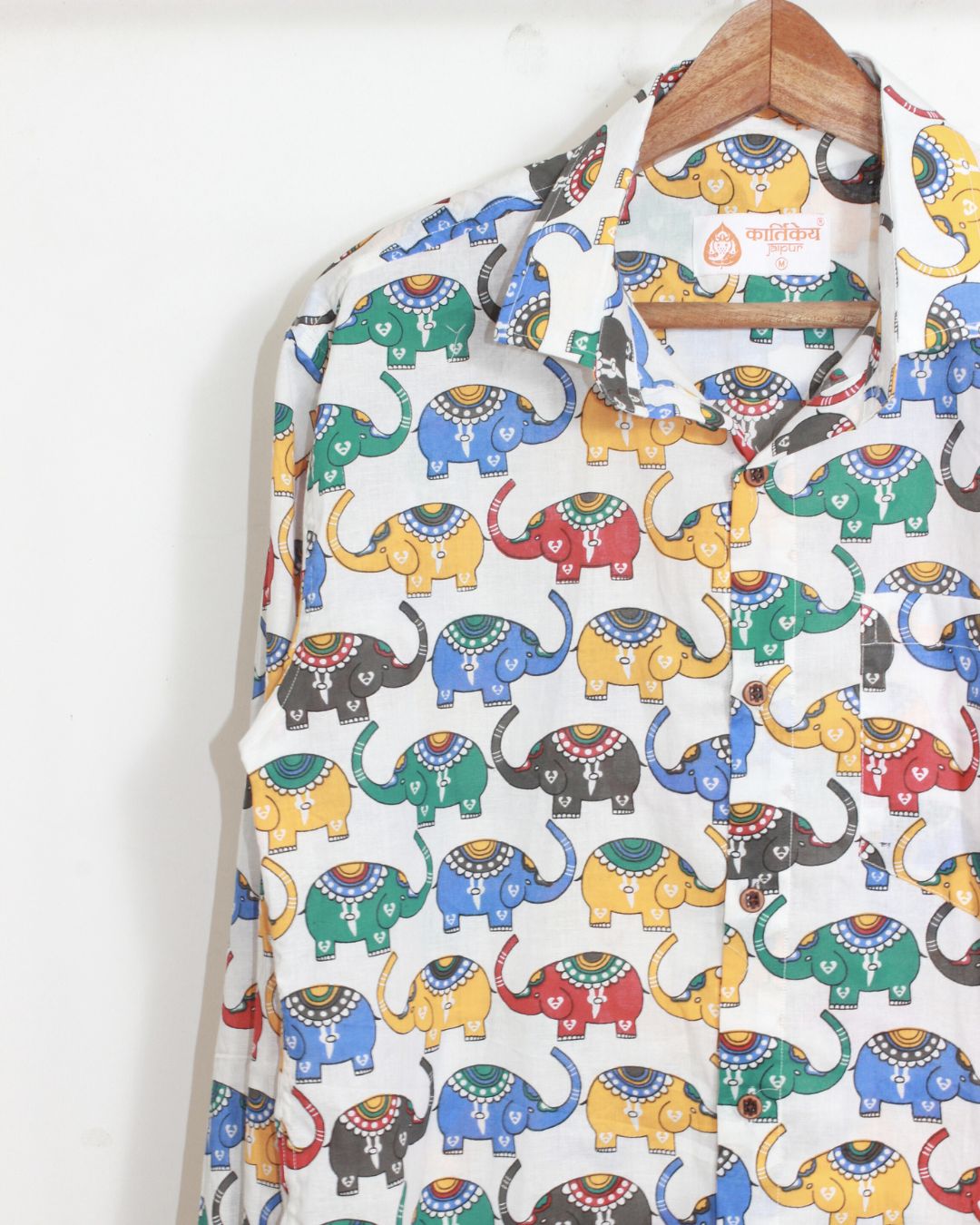 Quirky Traditional Elephant Print Shirt for Men