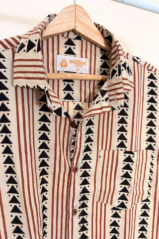 Organic Bagru Print Mens Half Sleeves Cotton Shirt