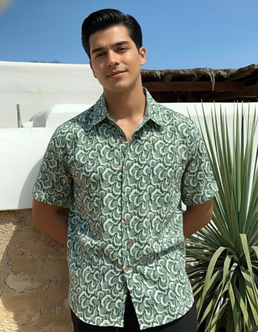 Floral Print Cotton Shirt for Men