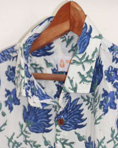 Blue Floral Print full Sleeve Shirt for Men