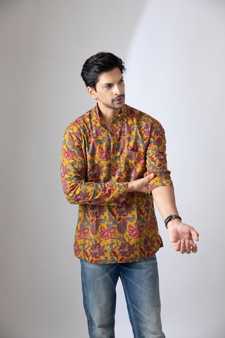 Haldi Print Sanganeri Print Traditional Cotton Short Kurta