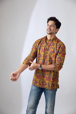 Haldi Print Sanganeri Print Traditional Cotton Short Kurta