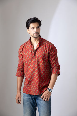 Sangeet Ceremony Sanganeri Print Cotton Short Kurta