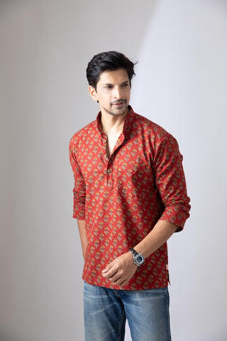 Sangeet Ceremony Sanganeri Print Cotton Short Kurta