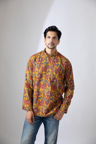 Haldi Print Sanganeri Print Traditional Cotton Short Kurta