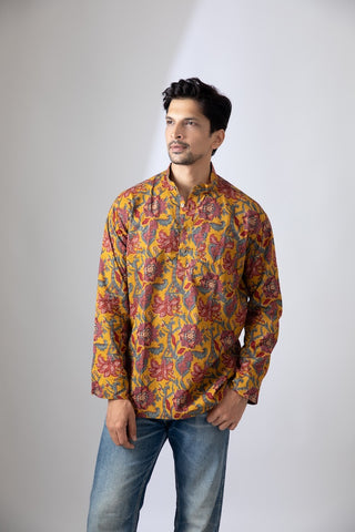 Haldi Print Sanganeri Print Traditional Cotton Short Kurta