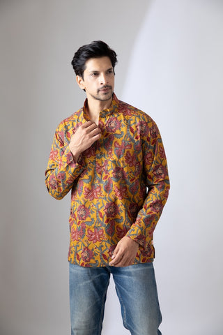 Haldi Print Sanganeri Print Traditional Cotton Short Kurta