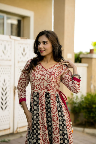 Anarkali kurti Set with Gota lace