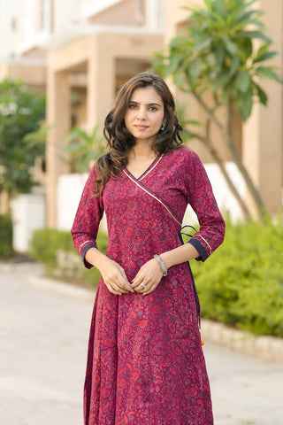 Anarkali kurti Set with Gota lace