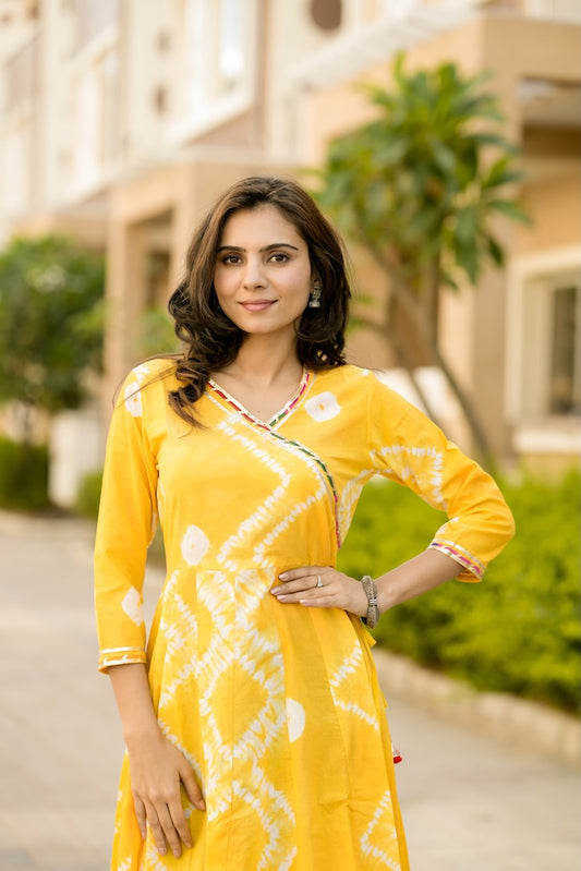 Anarkali kurti Set with Gota lace