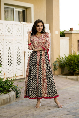 Anarkali kurti Set with Gota lace