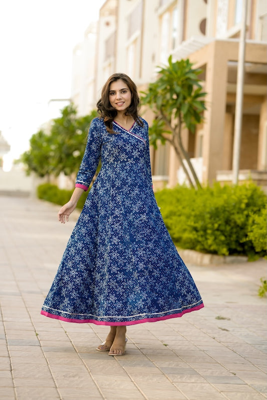 Anarkali kurti Set with Gota lace