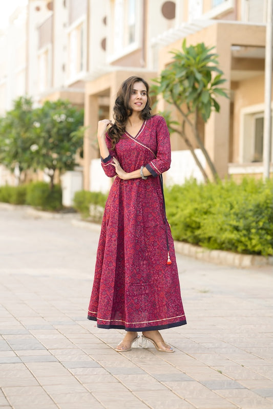 Anarkali kurti Set with Gota lace