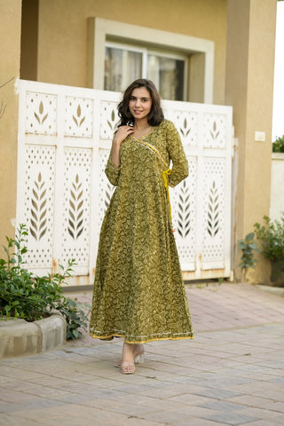Anarkali kurti Set with Gota lace