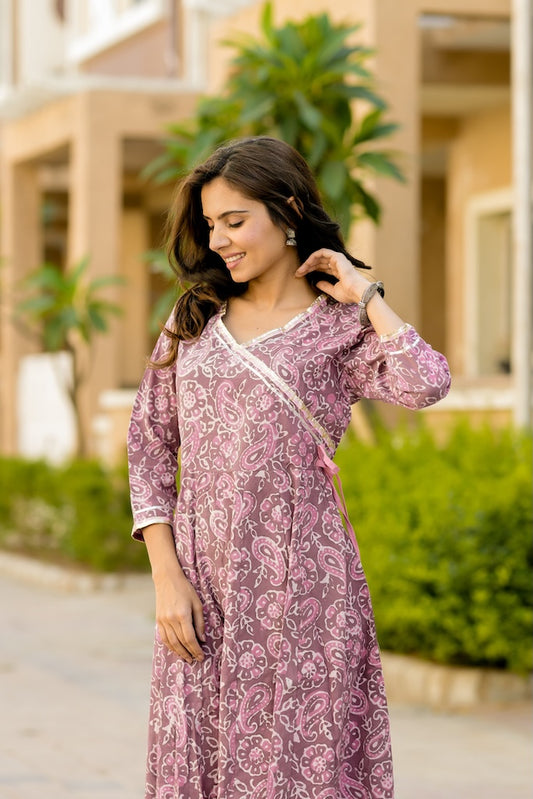 Anarkali kurti Set with Gota lace