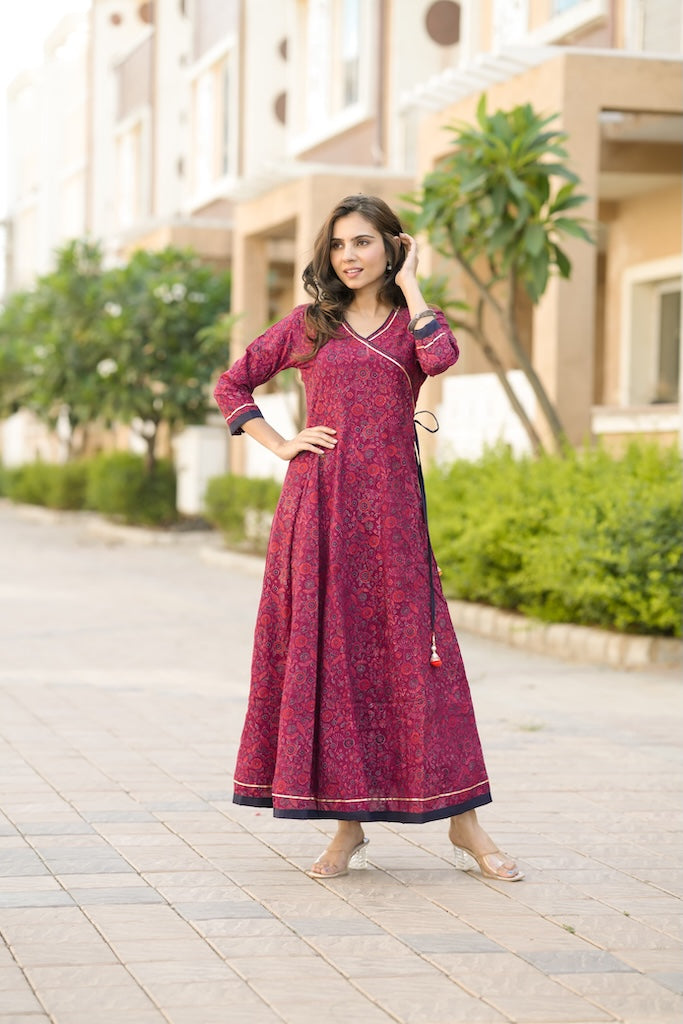 Anarkali kurti Set with Gota lace