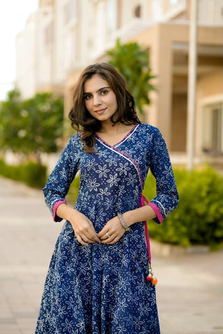 Anarkali kurti Set with Gota lace