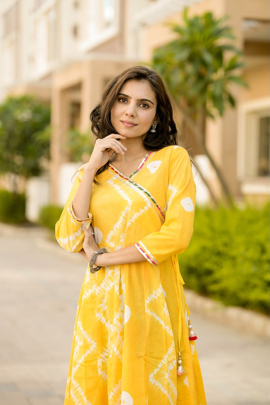 Anarkali kurti Set with Gota lace