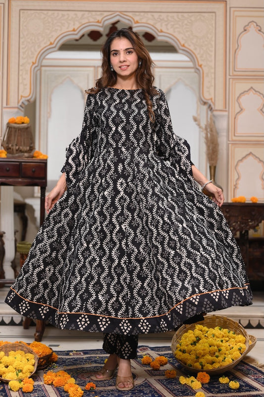 New Collection of Bagru Handblock Printed Anarkali Set With Mulmul Duptta