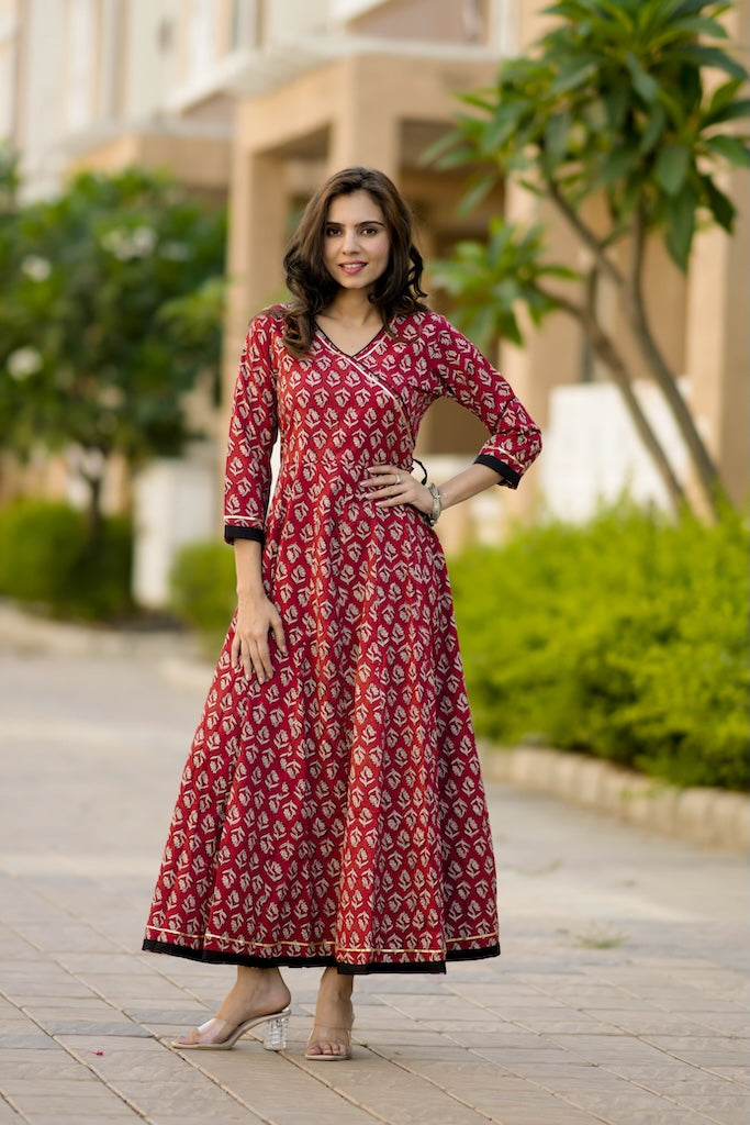 Anarkali kurti Set with Gota lace