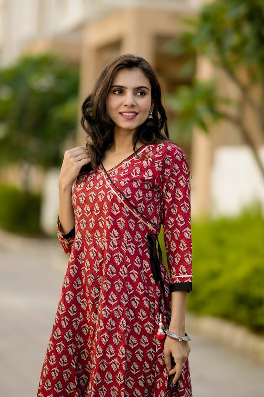 Anarkali kurti Set with Gota lace