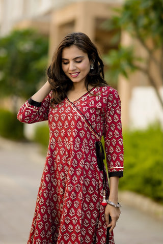 Anarkali kurti Set with Gota lace