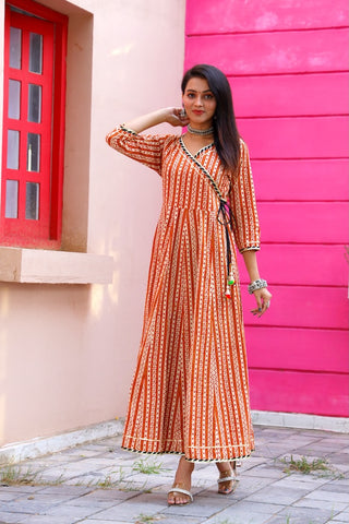 Anarkali kurti Set with Gota lace