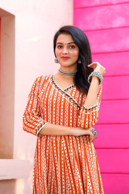 Anarkali kurti Set with Gota lace