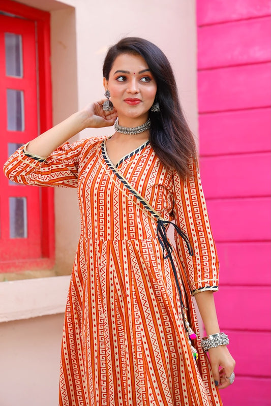 Anarkali kurti Set with Gota lace