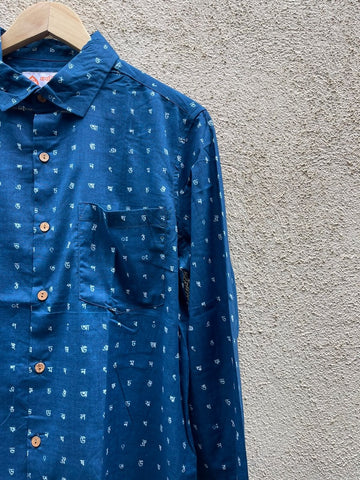 Classic Bangla Alphabet Print Full Sleeve Shirt