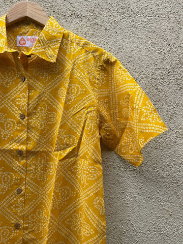Bandhej Oversized Half Shirt for Women By Kartikeya Jaipur