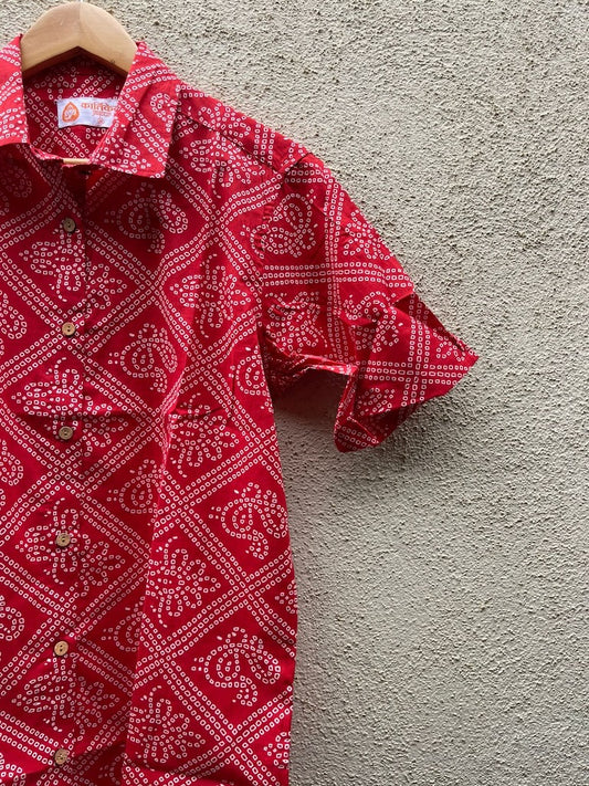 Bandhej Oversized Half Shirt for Women By Kartikeya Jaipur