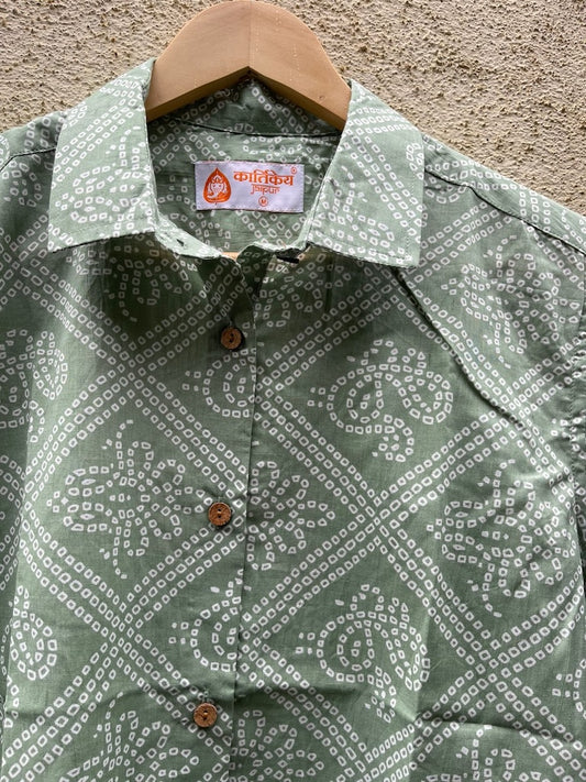 Bandhej Oversized Half Shirt for Women By Kartikeya Jaipur
