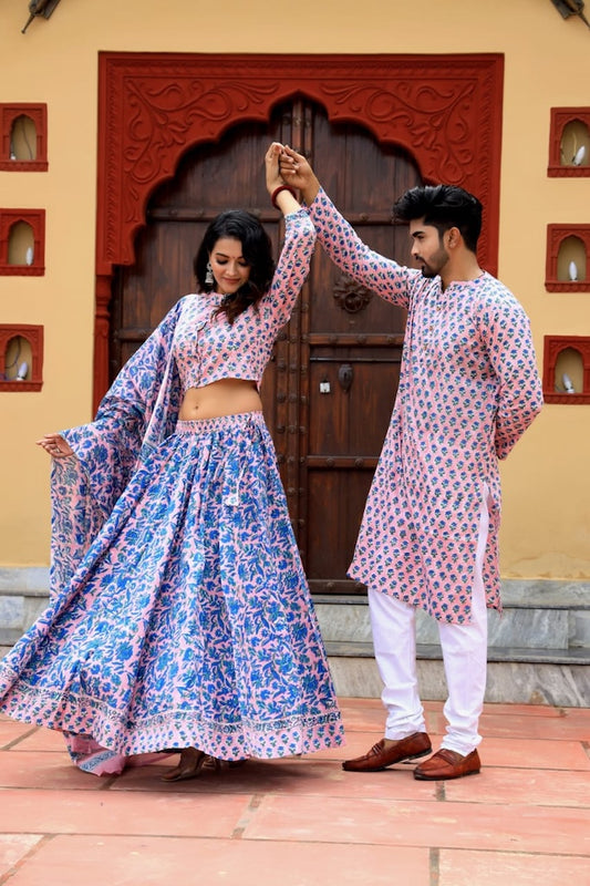 Couple Matching Kurta and Lehenga