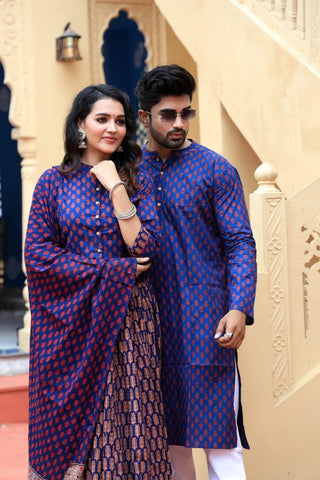Couple Matching Kurta and Lehenga