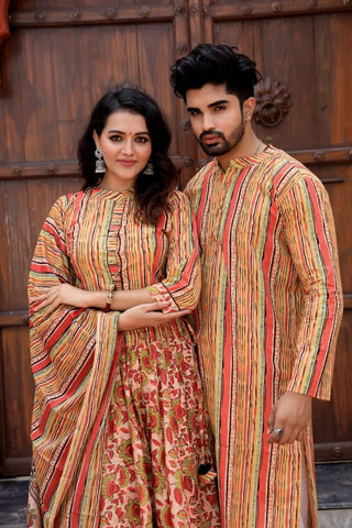 Couple Matching Kurta and Lehenga
