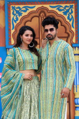 Couple Matching Kurta and Lehenga