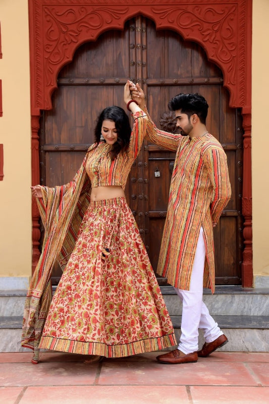 Couple Matching Kurta and Lehenga