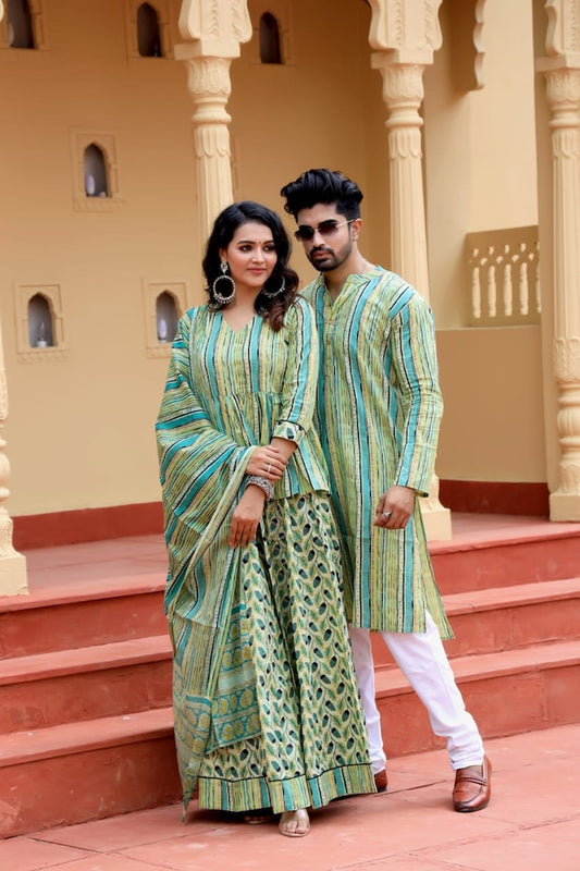 Couple Matching Kurta and Lehenga